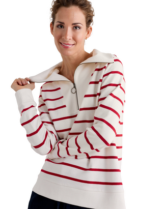 Women's Long Sleeve Striped Tideline Sweatshirt in Amaranthe Chalk Rudder (Imperfect)