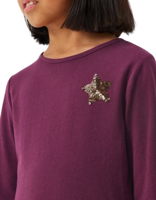 John Lewis Girls' Sequin Star Tulle Party Dress in Berry Purple (Imperfect)