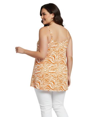 Women's Plus Size Zebra Print Swing Cami Top in Orange (Imperfect)