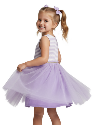 Mini Boden Girls' Jersey Tulle Mix Dress in Lilac