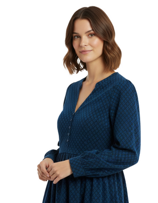 Women's Rose Cottage Dress in Patchwork Ditsy Marine