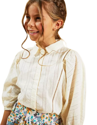 Milla Star Girls' Textured Detailed Blouse  - White