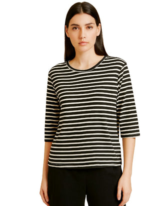 Women's Day Dreams 3/4 Sleeve Pyjama Tops in Green Stripe