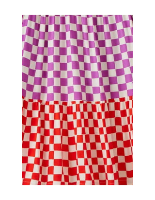 Girls' Woven Checker Print Twirl Dress in Meadow Mauve/Orange Spice