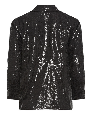 Women's Petite Sequin Long Sleeve Blazer in Black