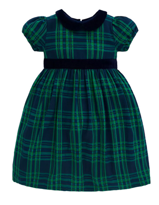 JoJo Maman Bébé Girls Tartan Party Dress in Green