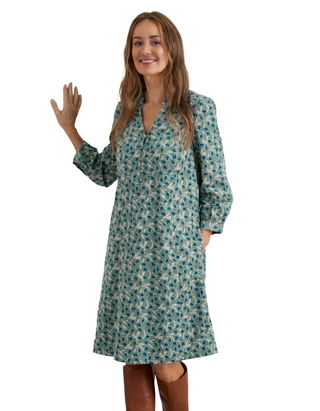 Women's Diarist Needlecord Drifting Floral Dress in Green