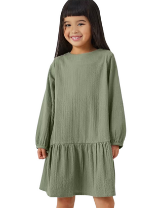John Lewis Girls' Button Back Frill Dress in Green