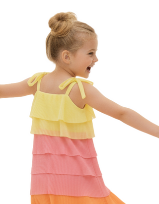 Mini Boden Girls' Tiered Ruffle Dress in Multi Rainbow