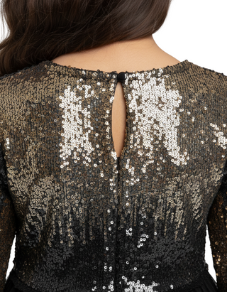 Girl's Festive Sequin Tulle Dress in Black