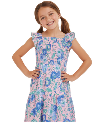 Lilly Pulitzer Girls' Mini Jilly Tiered Midi Dress in Conch Shell Pink