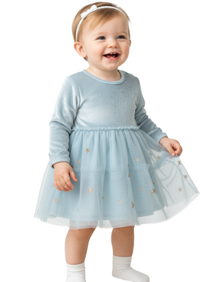 Baby Boden Girls Applique Fairy Tulle Party Dress in Blue (Imperfect)