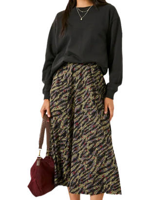 Women's Sketchy Texture Midi Skirt in Black