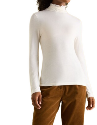 Women's Amy Long Sleeve Roll Neck Top in Cream