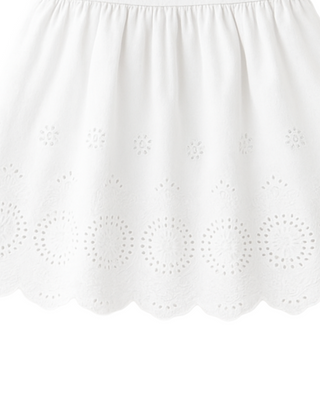 Baby Flutter Eyelet Dress in White
