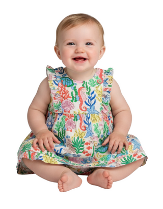 Baby Boden Girls' Frilly Pinny Dress in Multi Coral Cove (Imperfect)