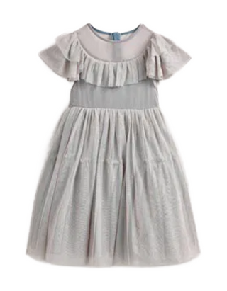 Mini Boden Girls' Frilly Layered Tulle Dress in Grey Mix