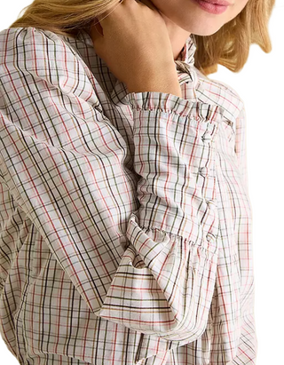 Women's Gingham Everly Tie Neck Blouse in Multi Check