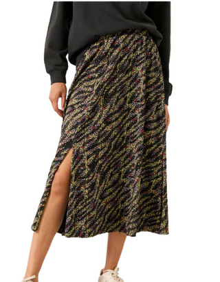 Women's Sketchy Texture Midi Skirt in Black