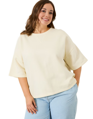 Women's Sol Crew 100% Cotton Sweatshirt in Ivory (Imperfect)