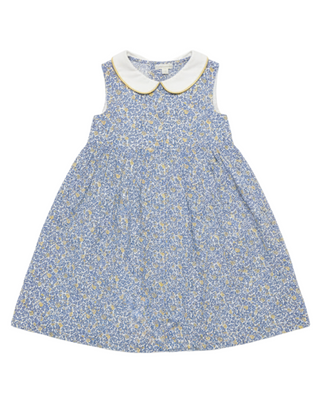 jojo mama Bebe Girls Floral Collar Party Dress in Blue Buds
