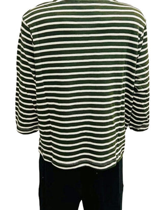 Women's Day Dreams 3/4 Sleeve Pyjama Tops in Green Stripe