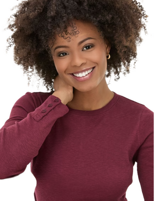 Women's Callie Long Sleeve Top in Dark Red (Imperfect)