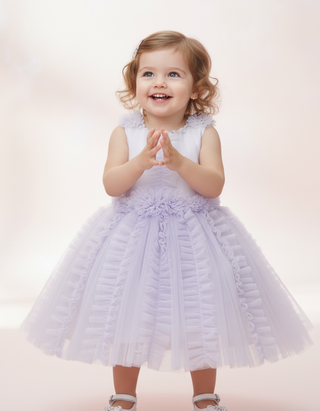 Petite Masion Kids' Ariel Tulle Dress in Lavender (Imperfect)