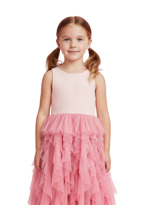 Mini Boden Girl's Jersey Tulle Mix Dress in Chalk Pink (Imperfect)