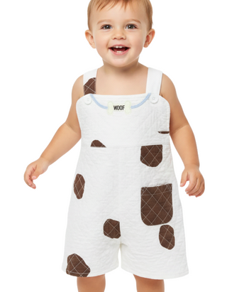 The Beaufort Bonnet Company Baby Happy Halloween Daungrees in White Dog