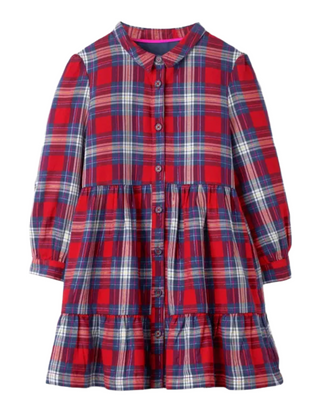 Mini Boden Girls' Gingham Woven Shirt Dress in Red Mix