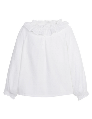 Little English Girls' Dobby Lauren Blouse in Ivory