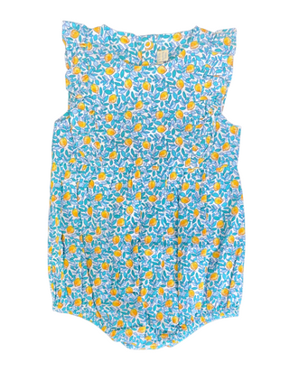 Jojo Maman Baby Lemonade Ditsy Floral Bubble Romper in Blue