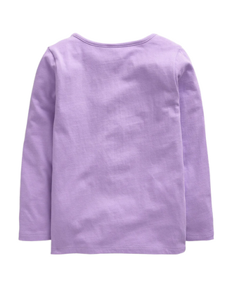 Mini Boden Girls' Long Sleeve Superstitch T-Shirt in Purple Dog (imperfect)