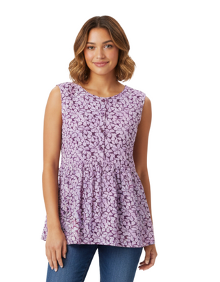 Women's Winnowing Sleeveless Vest Top Regular in Orchid Petal Paint