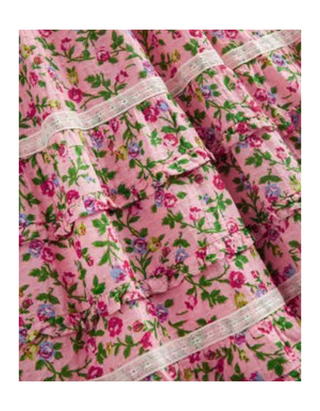 Mini Boden Girls' Printed Lace Trim Party Dress in Pink Blossom