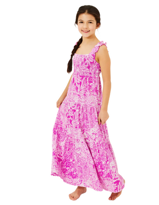 Lilly Pulitzer Girl's Mini Hadly Maxi Dress in Wild Pink Fuchsia (Imperfect)