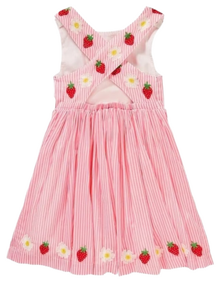 Mini Boden Girls' Striped Cross-back Dress in Pink Berries