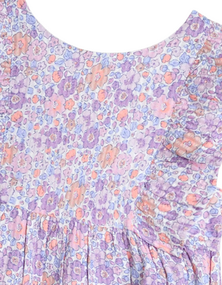 Jojo Maman Bebe Girl's Tropical Frill Back Summer Dress in Lilac Purple