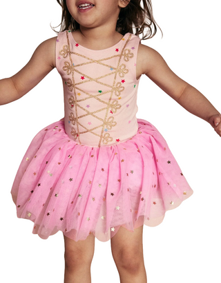 Mini Boden Girls' Magical Tutu Dress in Vintage Mauve Foil Stars