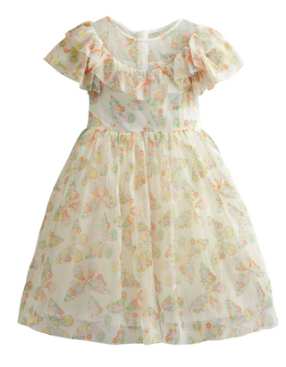 Mini Boden Girls' Butterfly Printed Frilly Party Tulle Dress - Ivory Mix