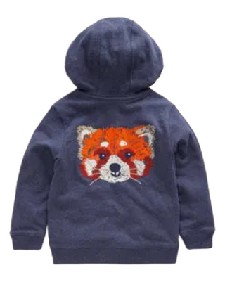 Mini Boden Boys' Animal Stitch Zip-Through Hoodie in Midnight Navy (Imperfect)