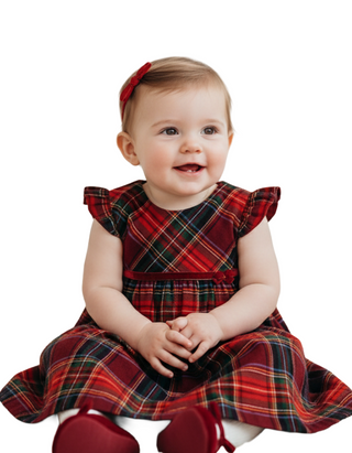 JoJo Maman Girls' Tartan Baby Dress in Red