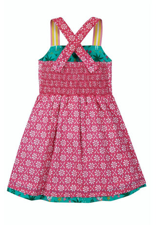 Frugi Girl's Essie Reversible Dress in Aqua Indian Horse