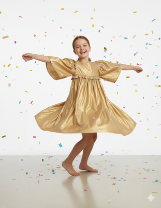 Meri Meri Girls' Metallic Angel Dress in Gold
