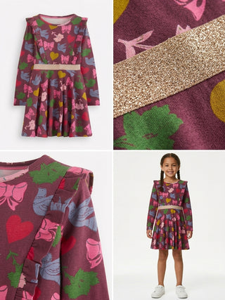 Mini Boden Girls Red Cora Twirly Jersey Dress In Red