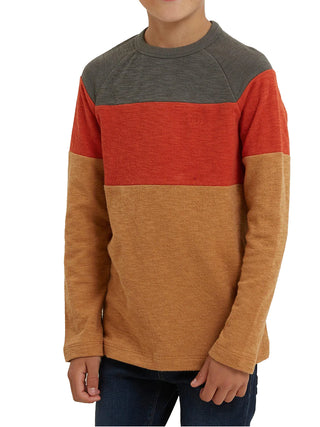 Fat Face Boy's Heavy Weight Stripe T-Shirt in Multi Colourblock