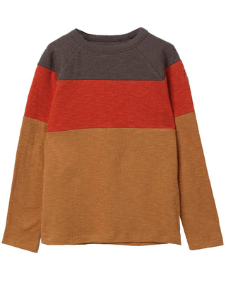 Fat Face Boy's Heavy Weight Stripe T-Shirt in Multi Colourblock