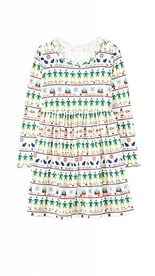 Girl's WARNER BROS ELF Rib Knit Dress in Ivory