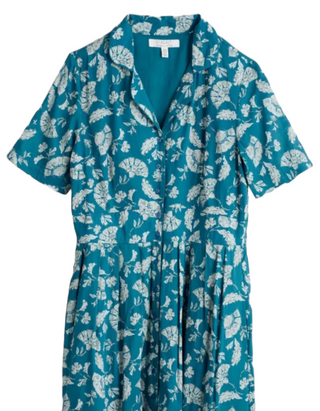 Women's Charlotte Dress in Inky Brocade Mid Teal (Imperfect)
